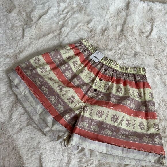 NWT free people intimates yellow and orange patterned long cuffed shorts - Picture 7 of 8